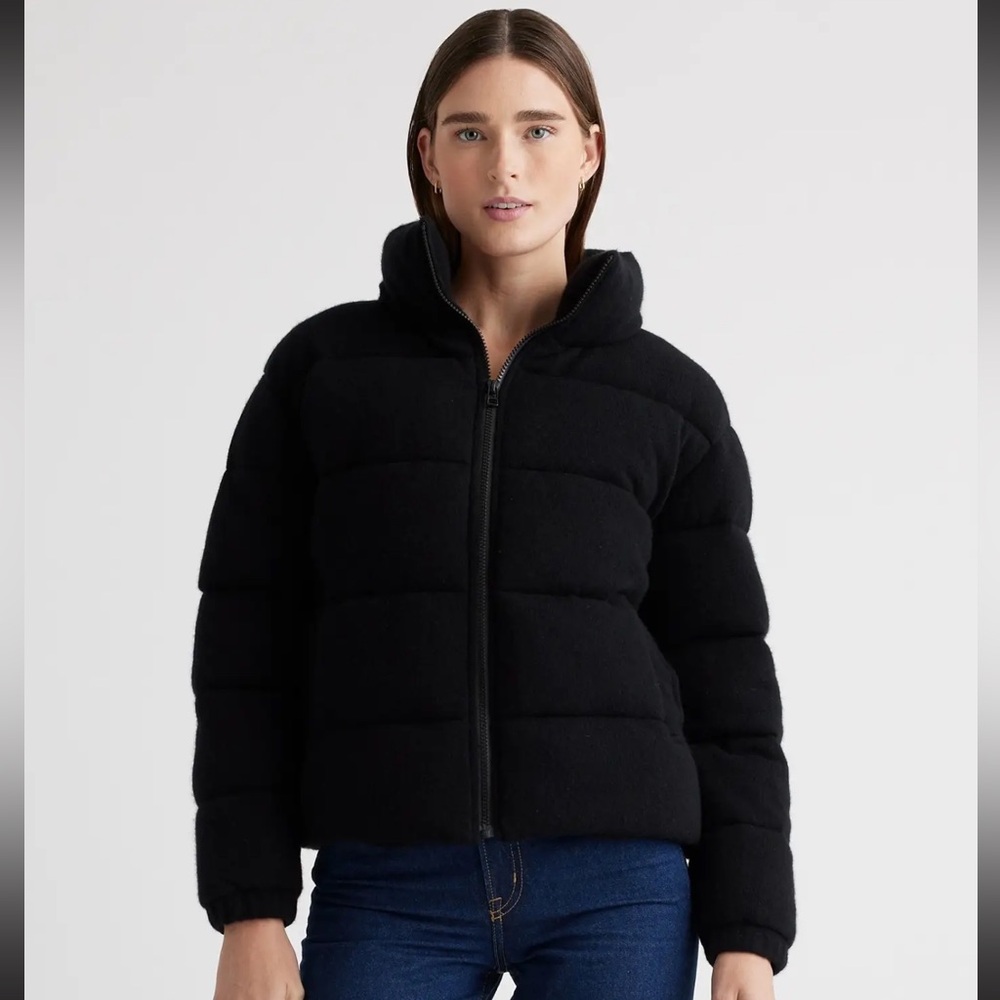 QUINCE Mongolian Cashmere Puffer Jacket Color Black Size L